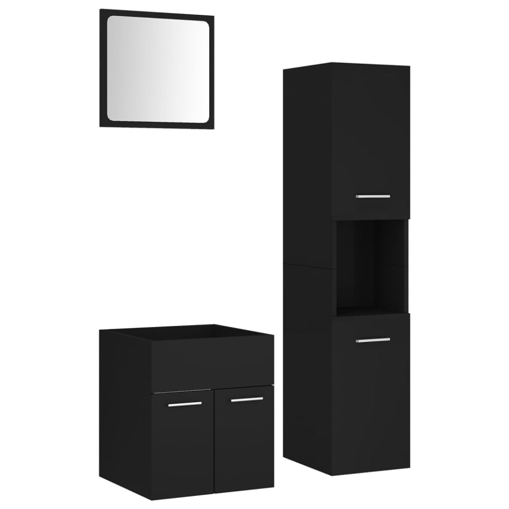 (black) vidaXL Bathroom Furniture Set Chipboard Wall Mirror Multi Sizes Multi Colors