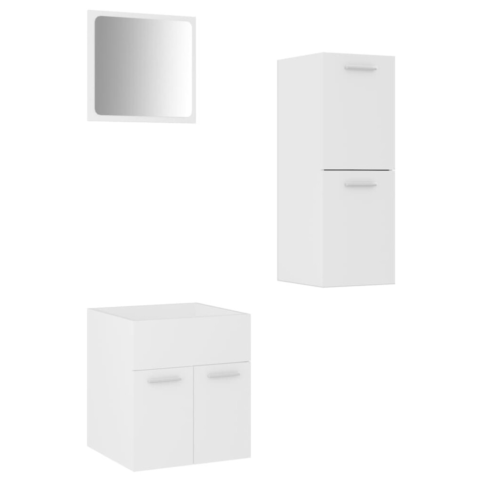 Vidaxl (White) Bathroom Furniture Set Chipboard Wall Mirror Multi Sizes Multi Colors