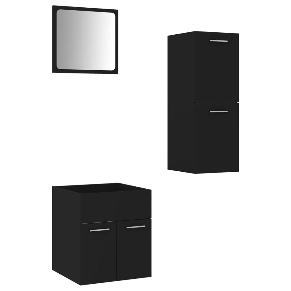 (black) vidaXL Bathroom Furniture Set Chipboard Wall Mirror Multi Sizes Multi Colors