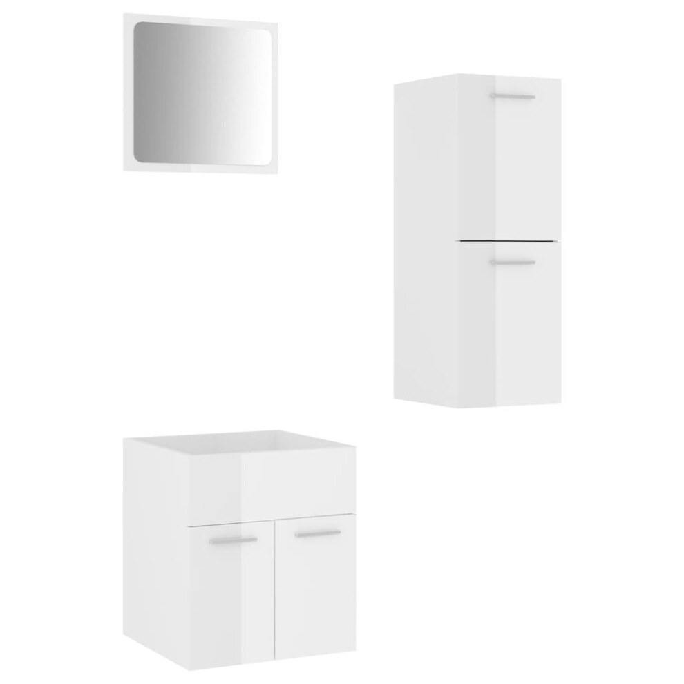 (high gloss white) vidaXL Bathroom Furniture Set Chipboard Wall Mirror Multi Sizes Multi Colors