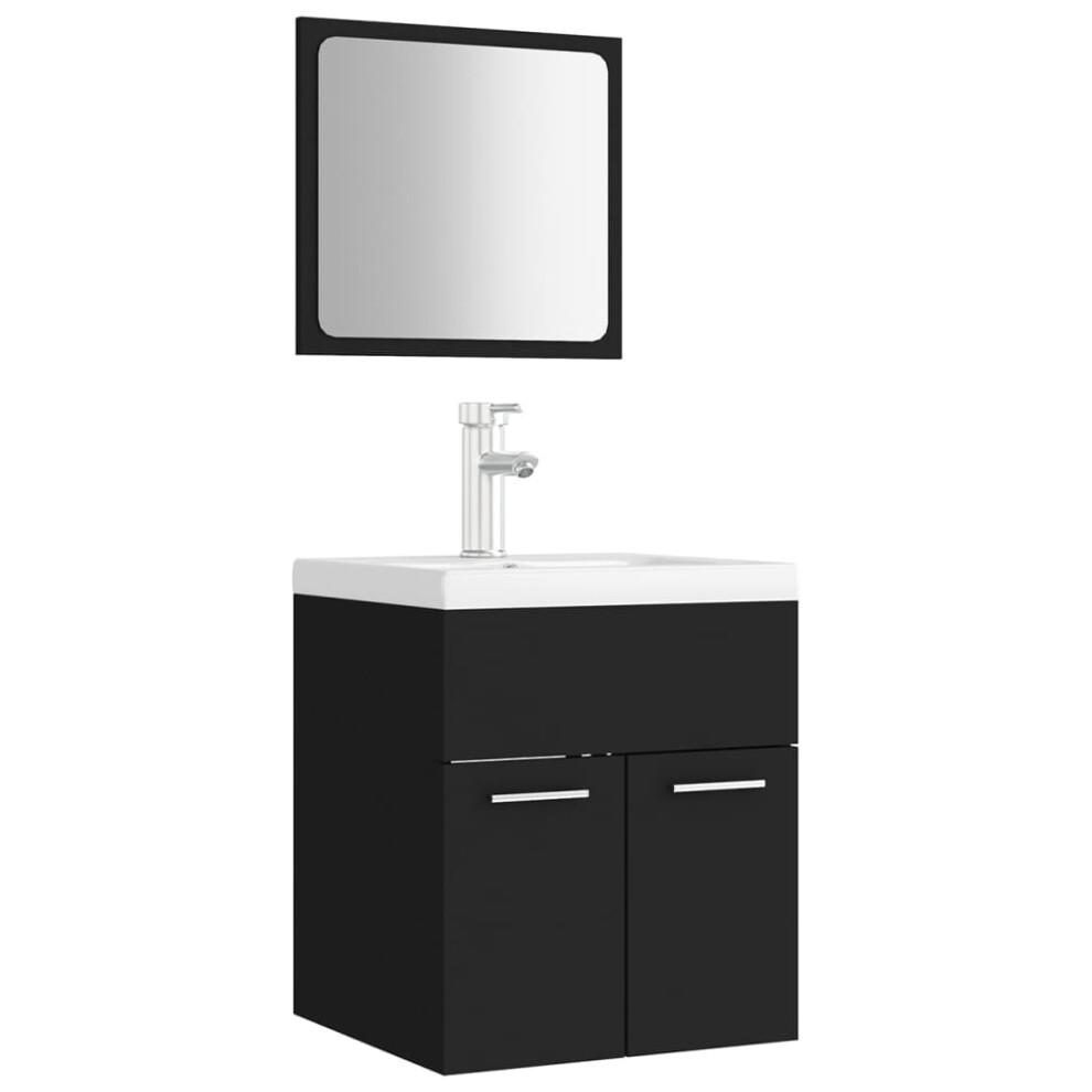 (black) vidaXL Bathroom Furniture Set Chipboard Wall Mirror Multi Sizes Multi Colors