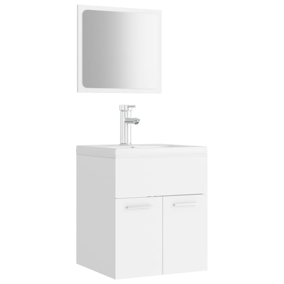 (white) vidaXL Bathroom Furniture Set Chipboard Wall Mirror Multi Sizes Multi Colors