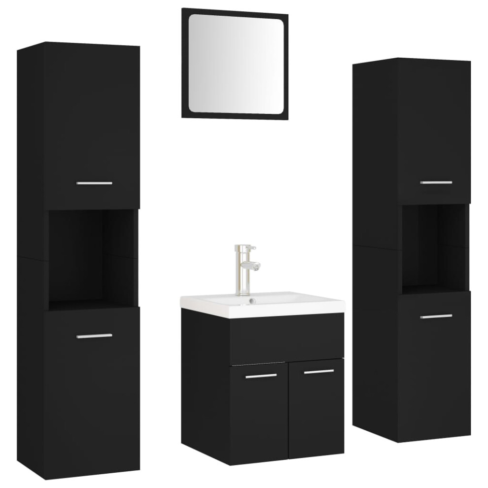 (black) vidaXL Bathroom Furniture Set Chipboard Wall Mirror Multi Sizes Multi Colors