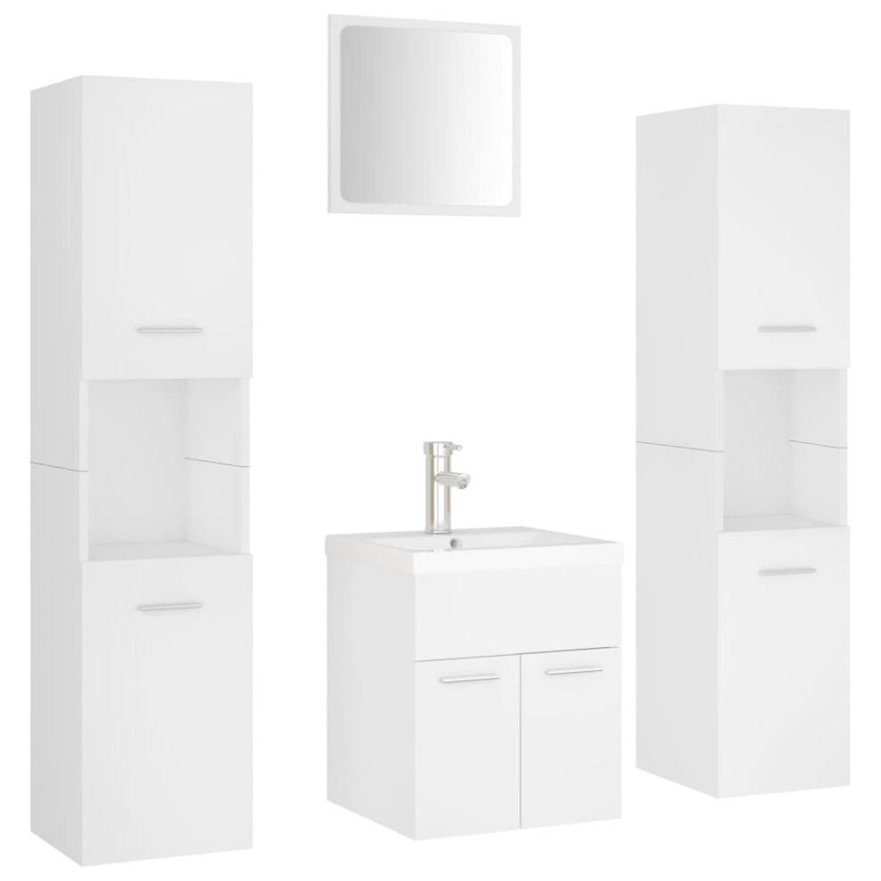 (white) vidaXL Bathroom Furniture Set Chipboard Wall Mirror Multi Sizes Multi Colors