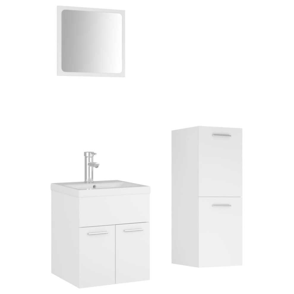 (white) vidaXL Bathroom Furniture Set Chipboard Wall Mirror Multi Sizes Multi Colors