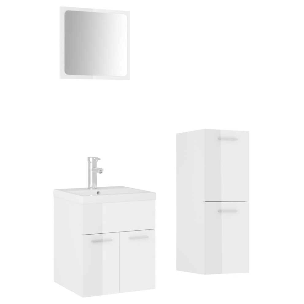 (high gloss white) vidaXL Bathroom Furniture Set Chipboard Wall Mirror Multi Sizes Multi Colors