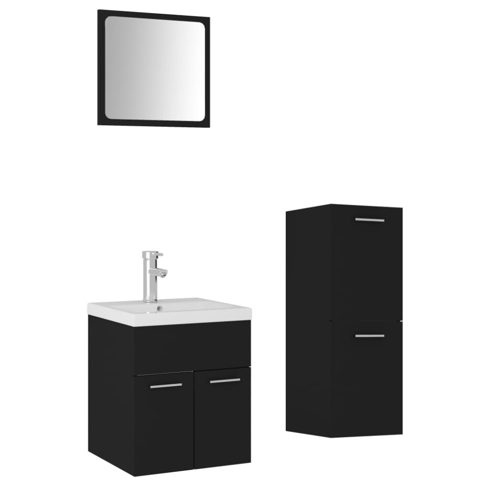 (black) vidaXL Bathroom Furniture Set Chipboard Wall Mirror Multi Sizes Multi Colors