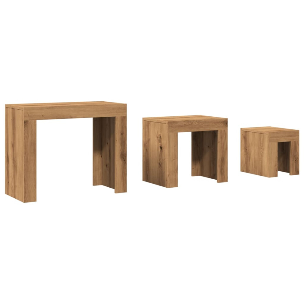 Vidaxl (Artisan Oak) Nesting Coffee Tables Hall End Table Side Table Engineered Wood 3 Pcs