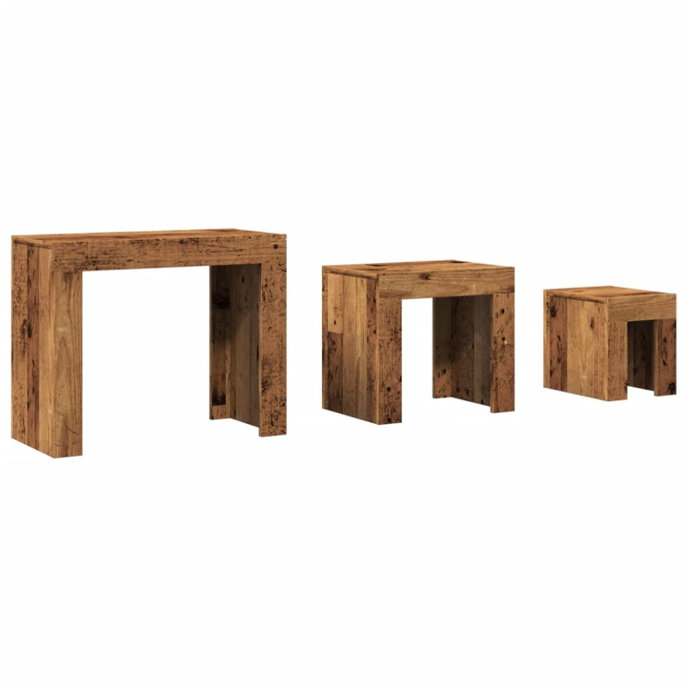 (old wood) vidaXL Nesting Coffee Tables Hall End Table Side Table Engineered Wood 3 pcs