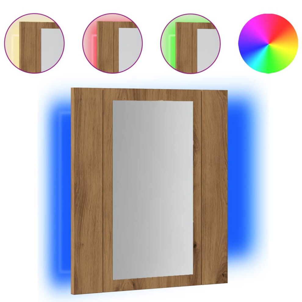 (artisan oak) vidaXL LED Bathroom Mirror Cabinet Washroom Mirror Furniture Storage Cabinet