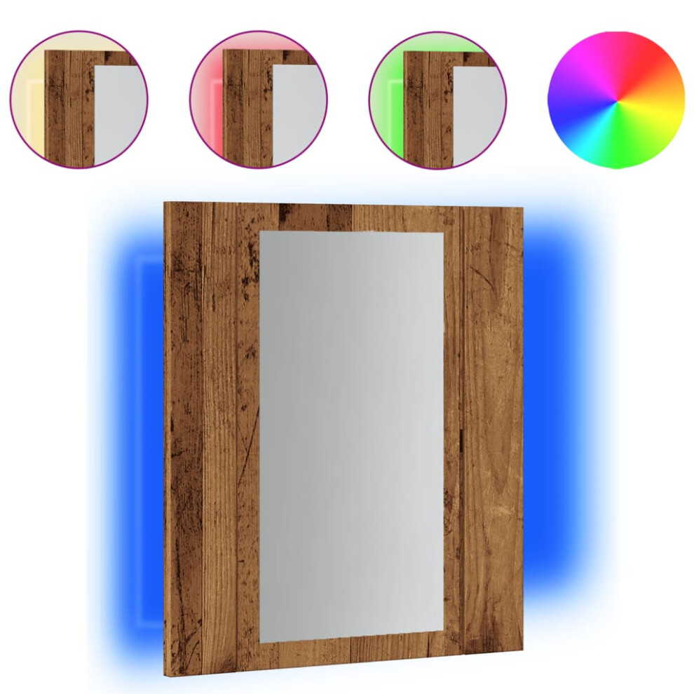 (old wood) vidaXL LED Bathroom Mirror Cabinet Washroom Mirror Furniture Storage Cabinet