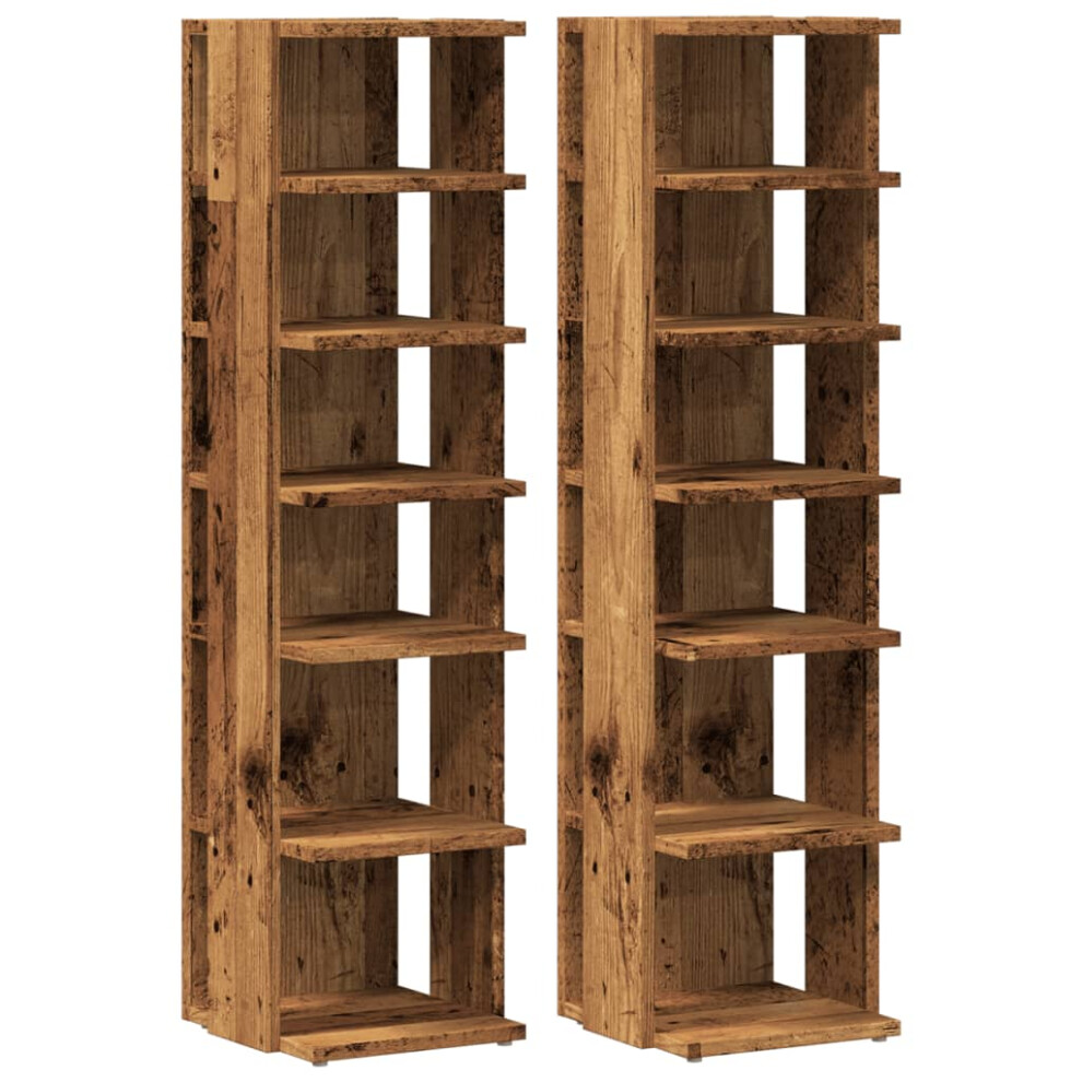 (old wood, 2 pcs) vidaXL Shoe Cabinet Household Storage Shelf Shoe Cupboard Engineered Wood