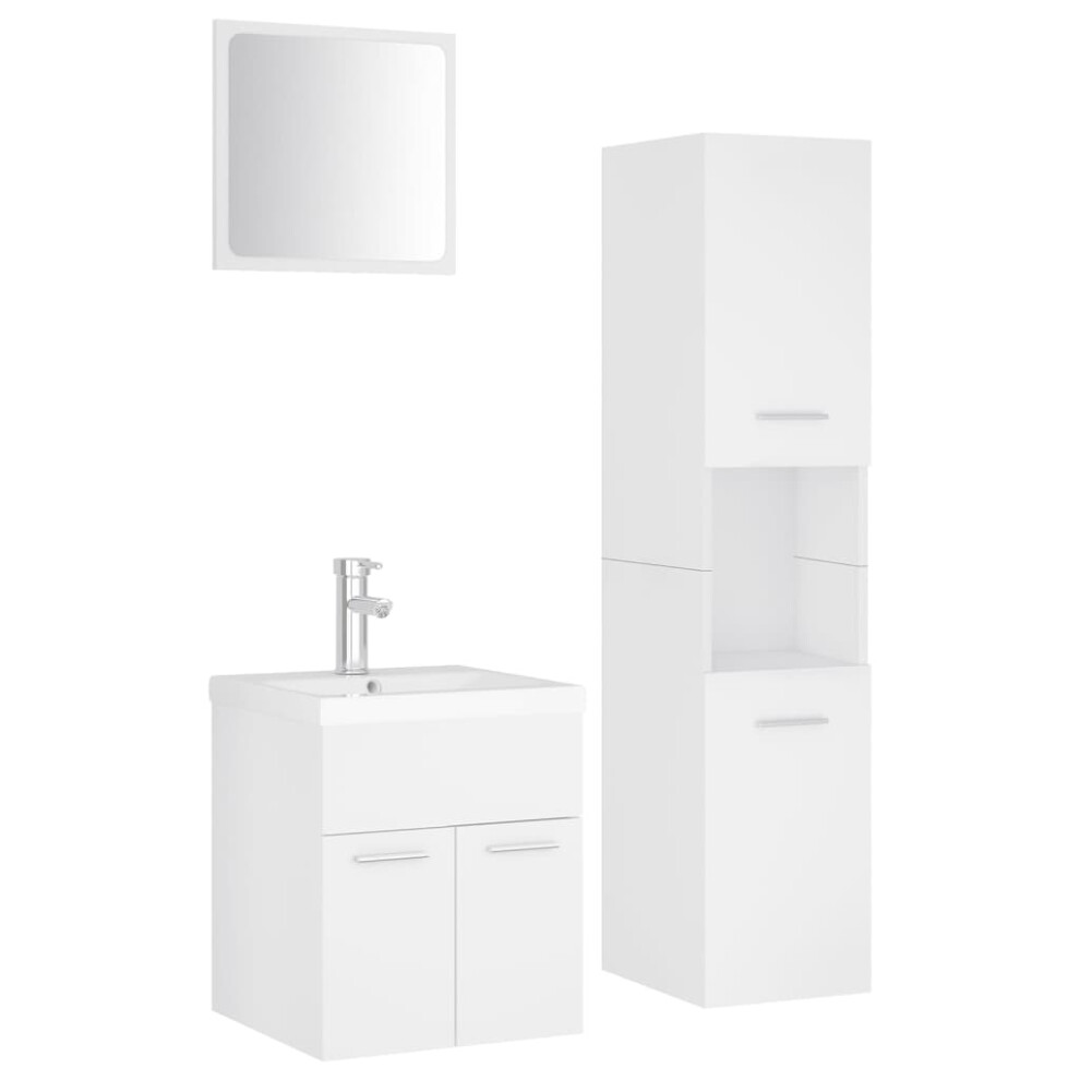 Vidaxl (White) Bathroom Furniture Set Chipboard Wall Mirror Multi Sizes Multi Colors