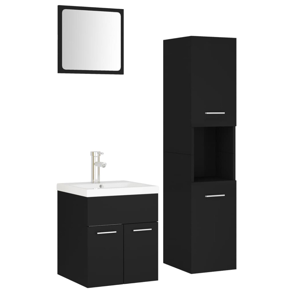 (black) vidaXL Bathroom Furniture Set Chipboard Wall Mirror Multi Sizes Multi Colors