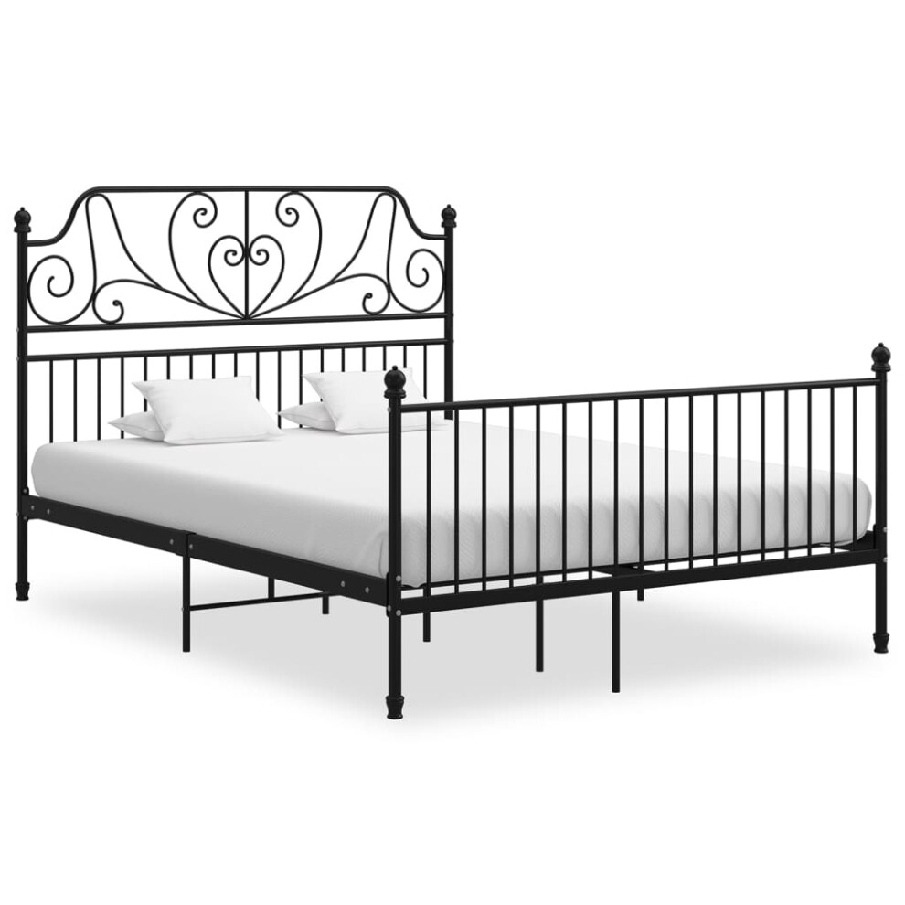 (black, 160 x 200 cm) vidaXL Bed Frame Metal Home Bedroom Bed Base Bedstead Mattress Foundation