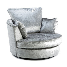 (Silver, Swivel Chair) Crystal Crushed Velvet Full Back Corner Sofa Range