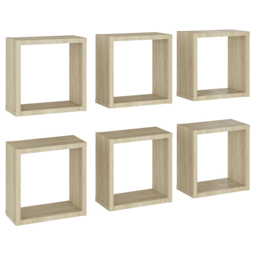 (sonoma oak, 30 x 15 x 30 cm/ 6 pcs) vidaXL Wall Shelves Floating Rack Display Shelf Bookshelf Engineered Wood