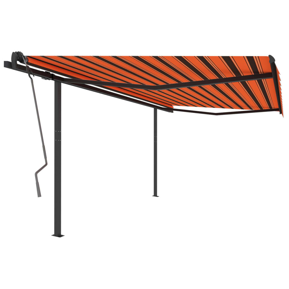 (multicolour) vidaXL Manual Retractable Awning with Posts Garden Outdoor Patio Sunshade