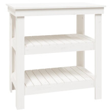 (white, 78.5 x 50 x 80 cm) vidaXL Work Bench Wooden Garage Working Table Storage Shelf Solid Wood Pine