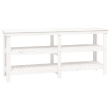 (white, 181 x 50 x 80 cm) vidaXL Work Bench Wooden Garage Working Table Storage Shelf Solid Wood Pine