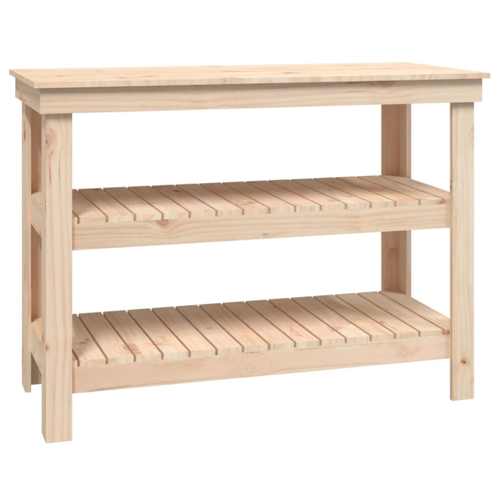 (natural, 110.5 x 50 x 80 cm) vidaXL Work Bench Wooden Garage Working Table Storage Shelf Solid Wood Pine