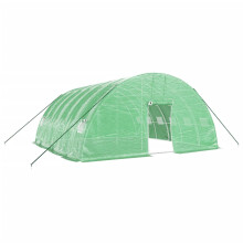 (6 x 6 x 2.85 m) vidaXL Greenhouse Plant House with Steel Frame Polytunnel Greenhouse Green