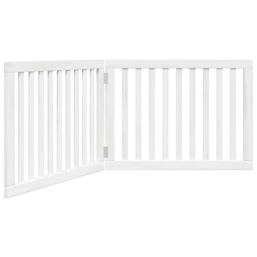 Vidaxl (White, 80 X 60 X 2 Cm/ 2 Pcs) Dog Gate With Door Foldable Pet Gate Dog Fence Pet Barrier Poplar Wood