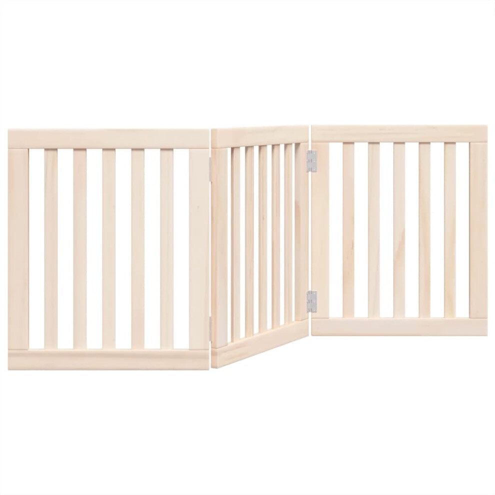 Vidaxl (Natural, 50 X 60 X 2 Cm/ 3 Pcs) Dog Gate With Door Foldable Pet Gate Dog Fence Pet Barrier Poplar Wood