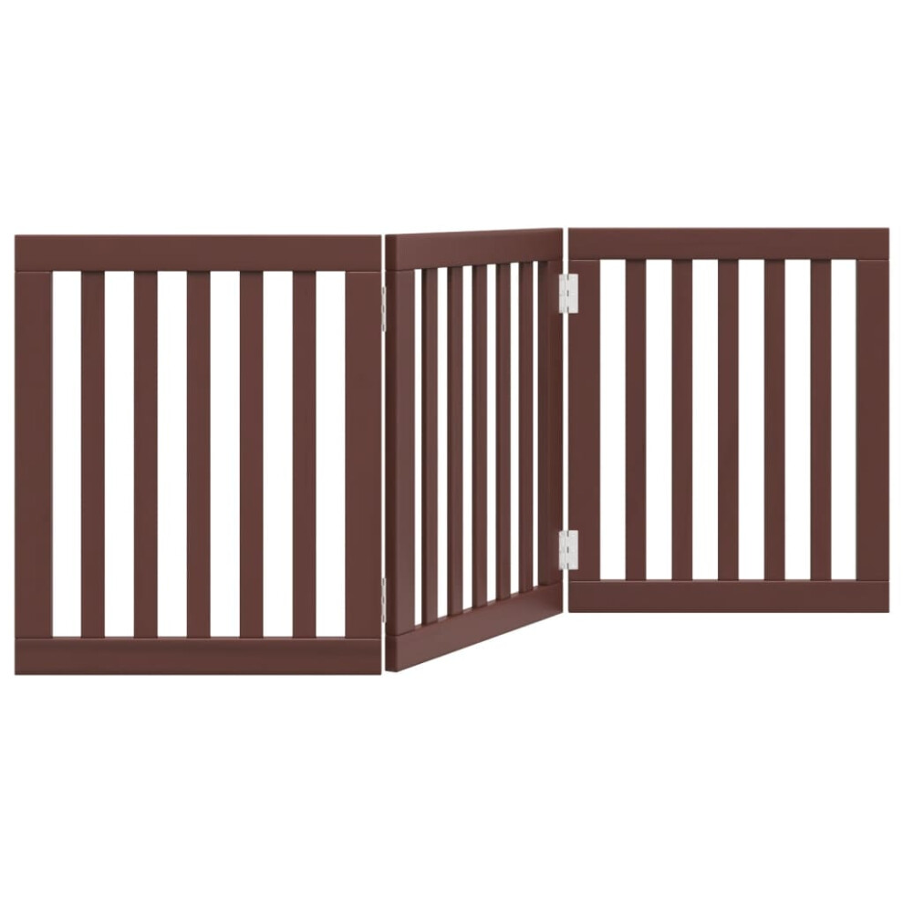 (brown, 50 x 60 x 2 cm/ 3 pcs) vidaXL Dog Gate with Door Foldable Pet Gate Dog Fence Pet Barrier Poplar Wood