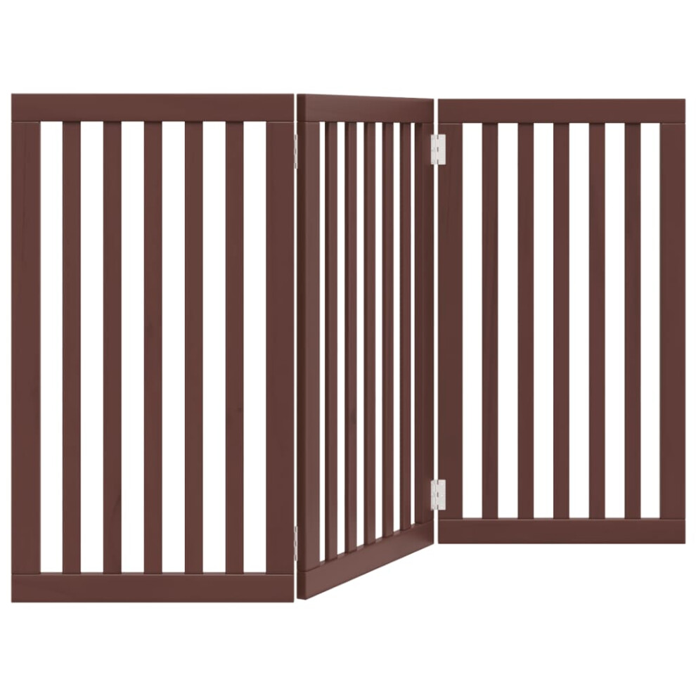 (brown, 50 x 90 x 2 cm/ 3 pcs) vidaXL Dog Gate with Door Foldable Pet Gate Dog Fence Pet Barrier Poplar Wood