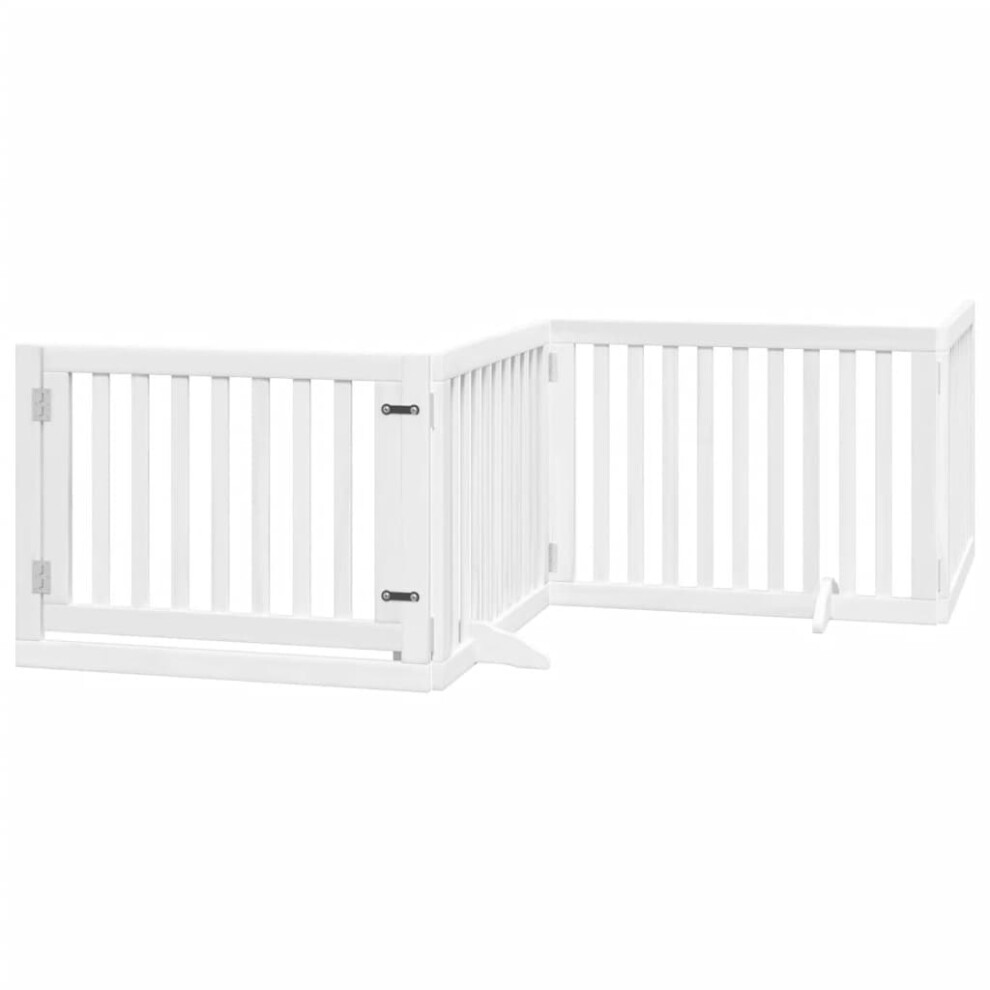 Vidaxl (White, 80 X 60 X 2 Cm/ 4 Pcs) Dog Gate With Door Foldable Pet Gate Dog Fence Pet Barrier Poplar Wood