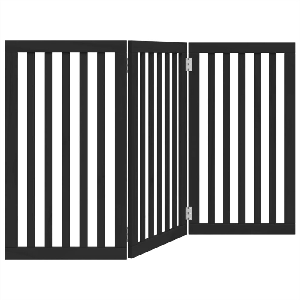 (black, 50 x 90 x 2 cm/ 3 pcs) vidaXL Dog Gate with Door Foldable Pet Gate Dog Fence Pet Barrier Poplar Wood