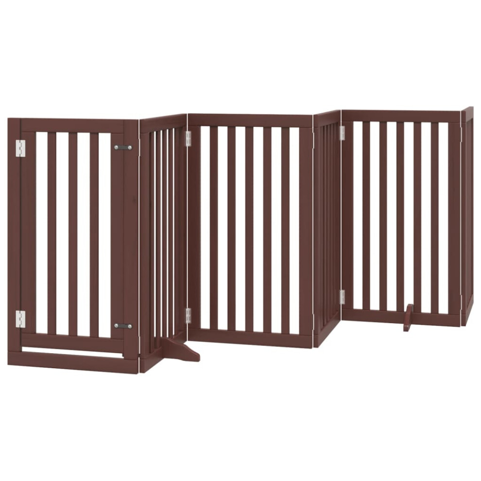 (brown, 50 x 90 x 2 cm/ 6 pcs) vidaXL Dog Gate with Door Foldable Pet Gate Dog Fence Pet Barrier Poplar Wood