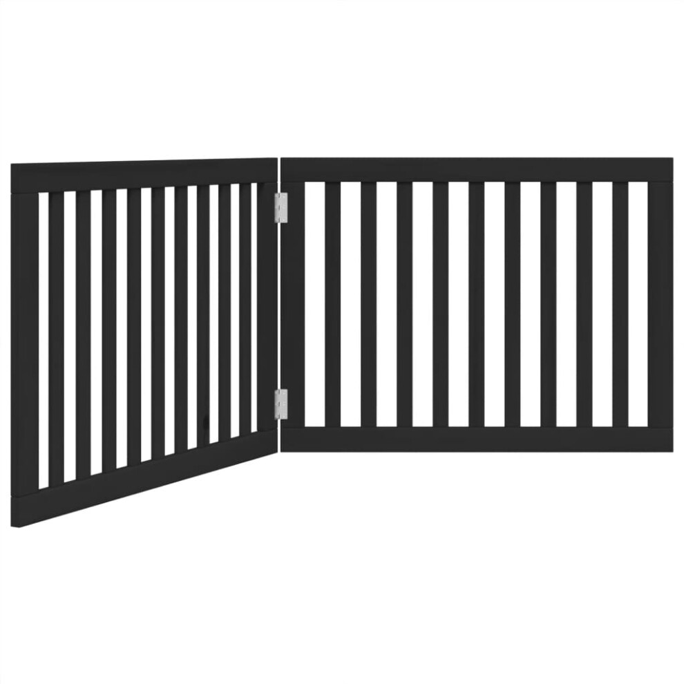 Vidaxl (Black, 80 X 60 X 2 Cm/ 2 Pcs) Dog Gate With Door Foldable Pet Gate Dog Fence Pet Barrier Poplar Wood
