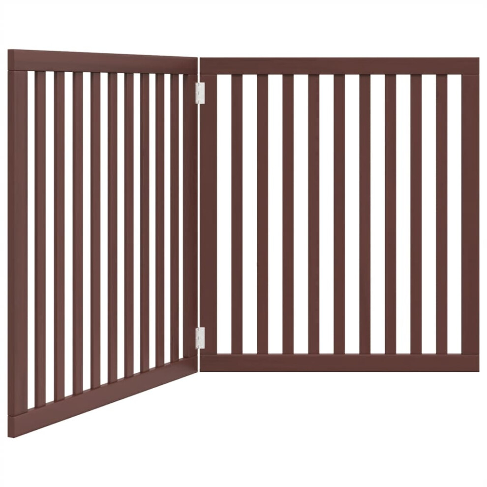 Vidaxl (Brown, 80 X 90 X 2 Cm/ 2 Pcs) Dog Gate With Door Foldable Pet Gate Dog Fence Pet Barrier Poplar Wood