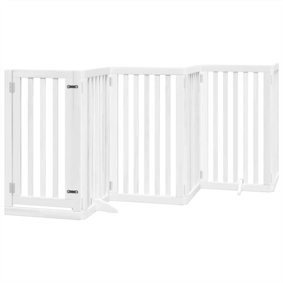 (white, 50 x 90 x 2 cm/ 6 pcs) vidaXL Dog Gate with Door Foldable Pet Gate Dog Fence Pet Barrier Poplar Wood-image-OPC-PFDGXJ5-NEW