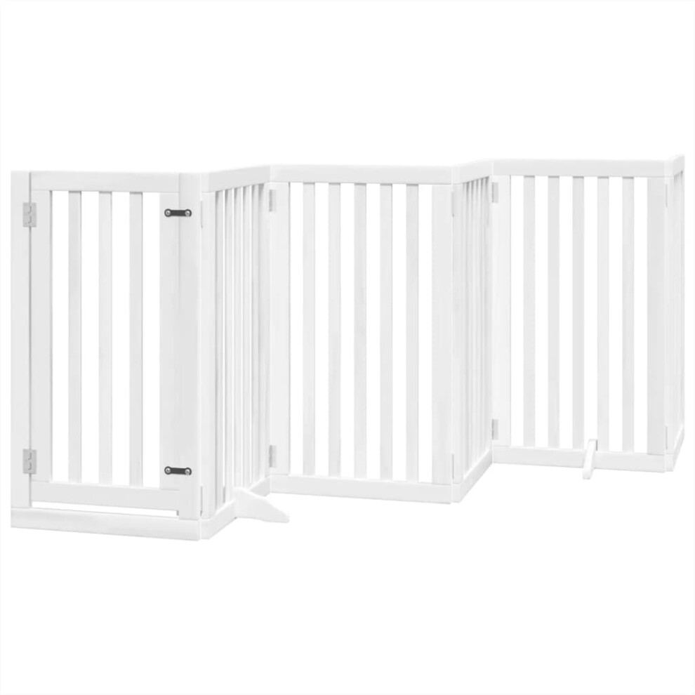 (white, 50 x 90 x 2 cm/ 6 pcs) vidaXL Dog Gate with Door Foldable Pet Gate Dog Fence Pet Barrier Poplar Wood