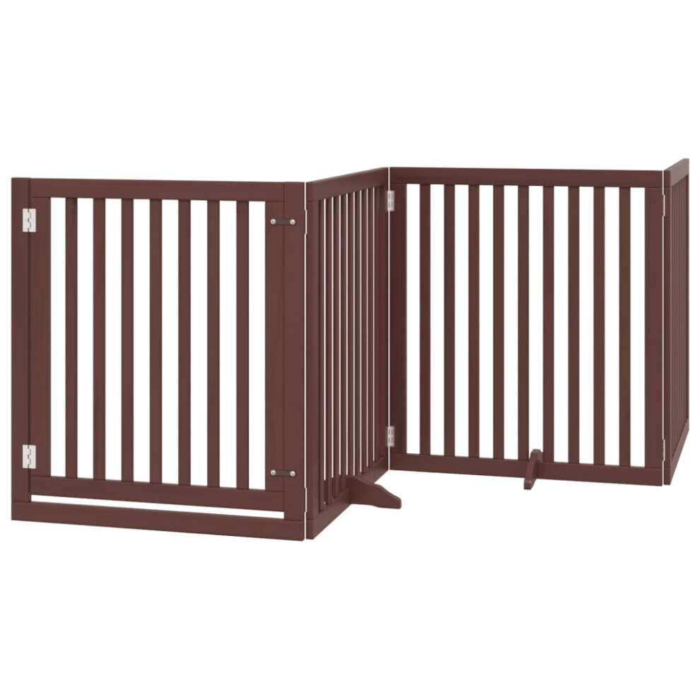 (brown, 80 x 90 x 2 cm/ 4 pcs) vidaXL Dog Gate with Door Foldable Pet Gate Dog Fence Pet Barrier Poplar Wood