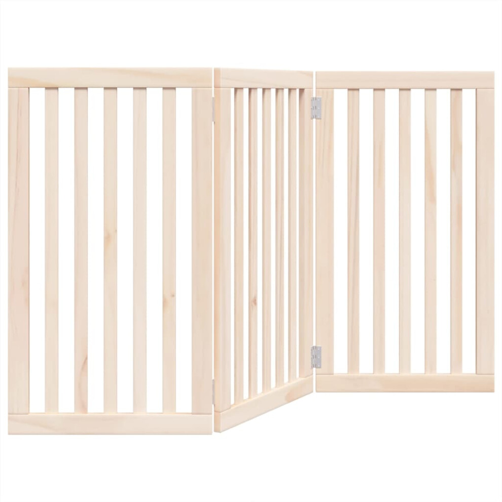 Vidaxl (Natural, 50 X 90 X 2 Cm/ 3 Pcs) Dog Gate With Door Foldable Pet Gate Dog Fence Pet Barrier Poplar Wood