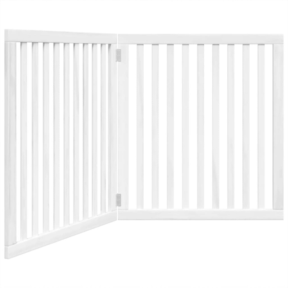 Vidaxl White (, 80 X 90 X 2 Cm/ 2 Pcs) Dog Gate With Door Foldable Pet Gate Dog Fence Pet Barrier Poplar Wood