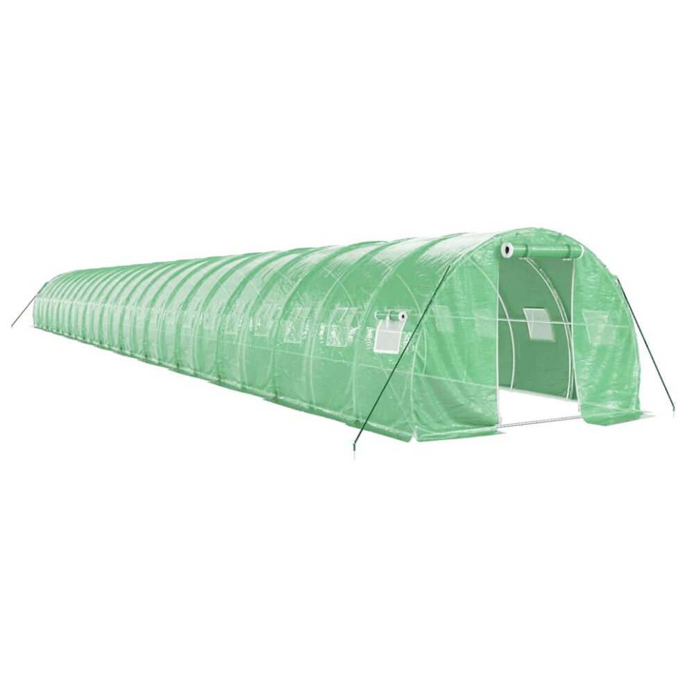 (green, 24 X 3 X 2 m) vidaXL Greenhouse Plant House With Steel Frame Polytunnel Greenhouse White