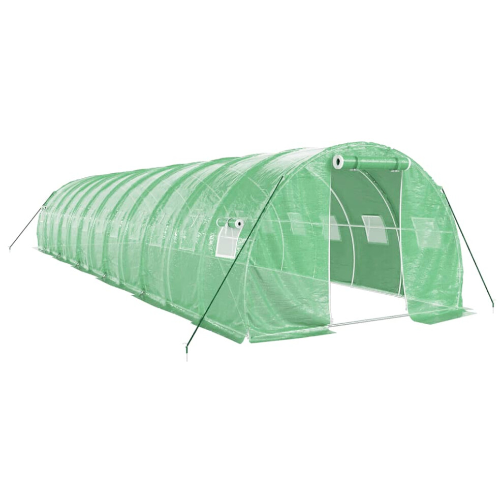 Vidaxl (Green, 12 X 3 X 2 M) Greenhouse Plant House With Steel Frame Polytunnel Greenhouse White