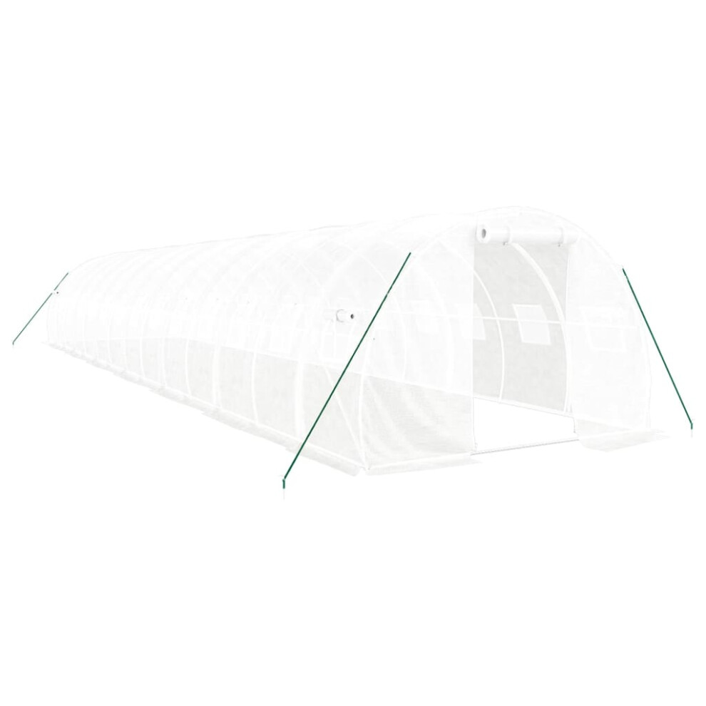 (white, 14 x 3 x 2 m) vidaXL Greenhouse Plant House with Steel Frame Polytunnel Greenhouse White