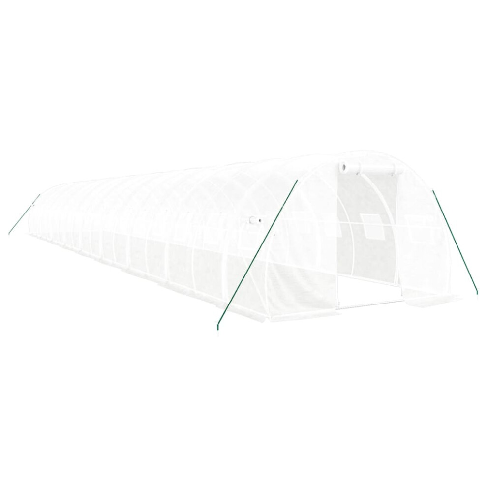 (white, 18 X 3 X 2 m) vidaXL Greenhouse Plant House With Steel Frame Polytunnel Greenhouse White