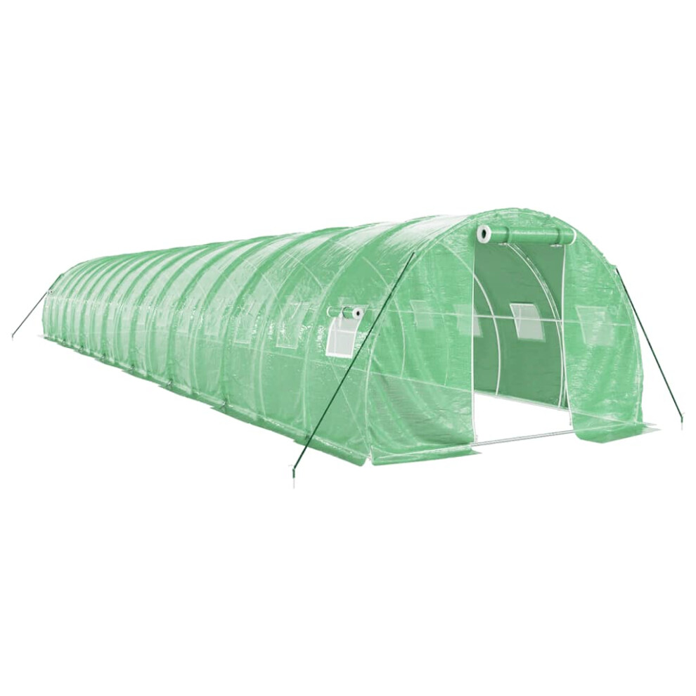Vidaxl (Green, 16 X 3 X 2 M) Greenhouse Plant House With Steel Frame Polytunnel Greenhouse White