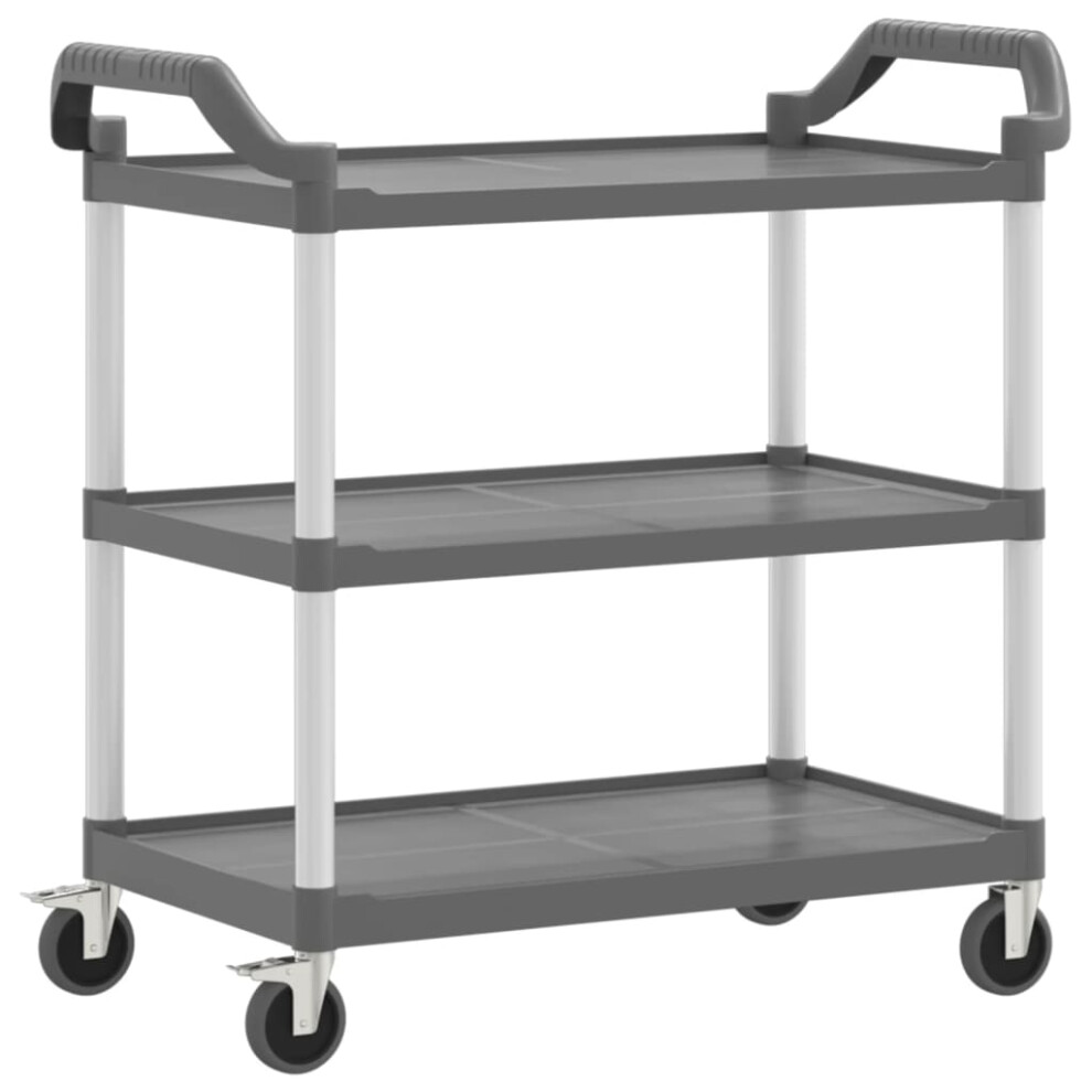 (grey, 99 x 50 x 96 cm) vidaXL 3-Tier Trolley Serving Cart Kitchen Storage Serving Trolley Aluminium