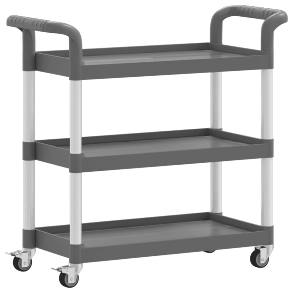 (grey, 77 x 34 x 72 cm) vidaXL 3-Tier Trolley Serving Cart Kitchen Storage Serving Trolley Aluminium