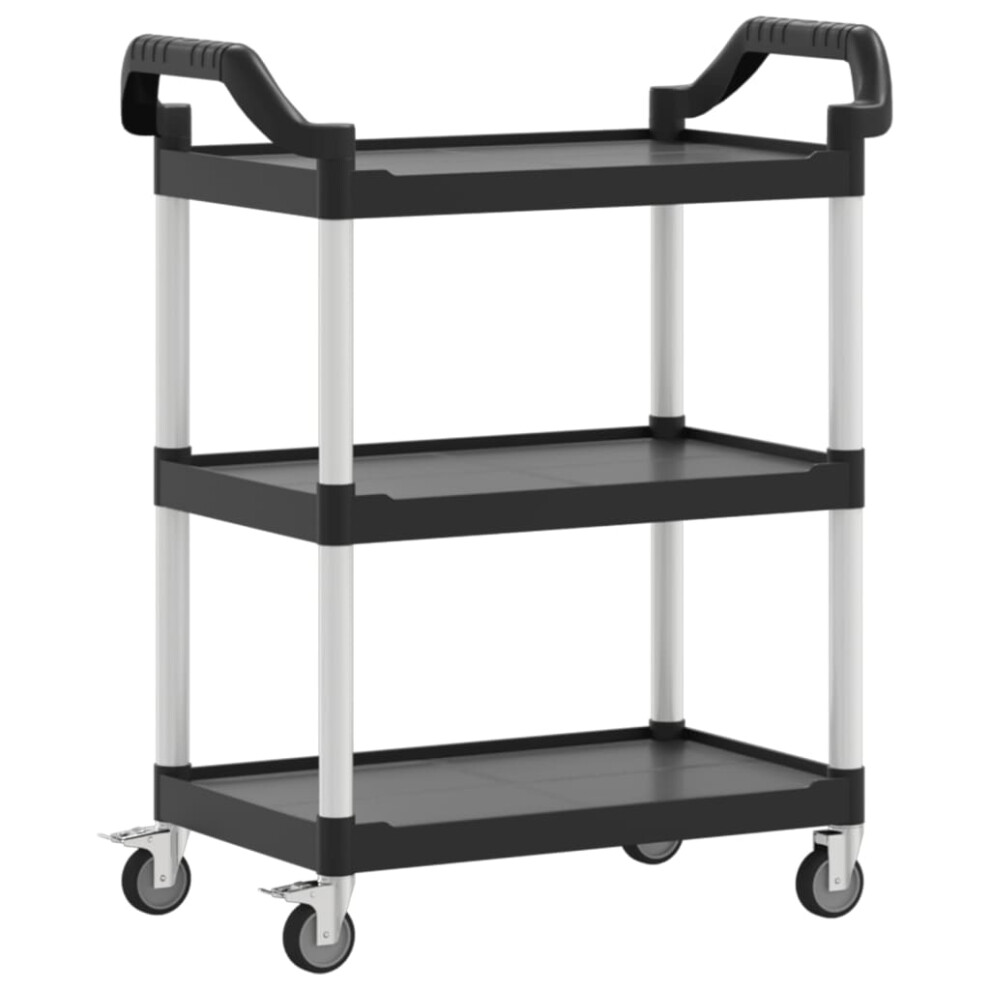 (black, 81 x 41 x 92 cm) vidaXL 3-Tier Trolley Serving Cart Kitchen Storage Serving Trolley Aluminium