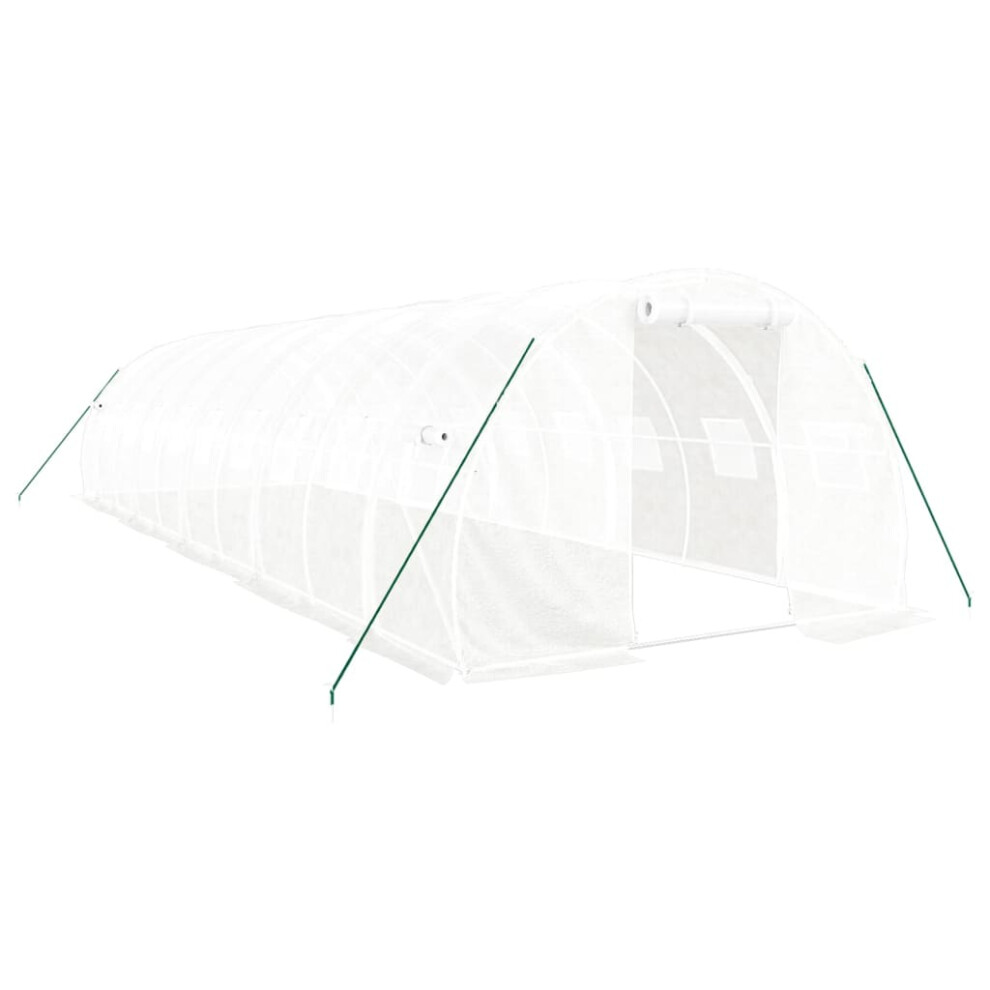 (white, 10 x 3 x 2 m) vidaXL Greenhouse Plant House with Steel Frame Polytunnel Greenhouse White