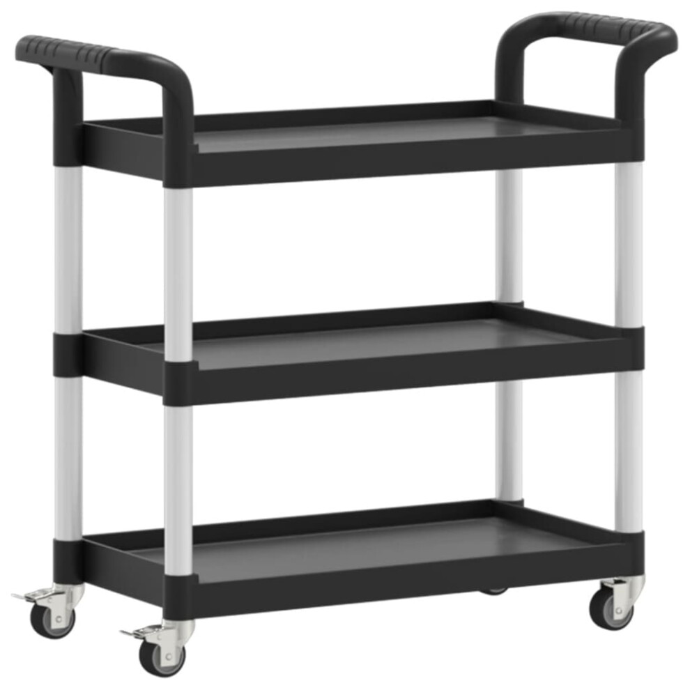 (black, 77 x 34 x 72 cm) vidaXL 3-Tier Trolley Serving Cart Kitchen Storage Serving Trolley Aluminium